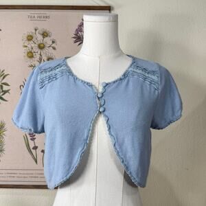 Y2k Ruffle Dainty Cardigan Sweater Coquette Dolly Dollette Romantic Femme XS